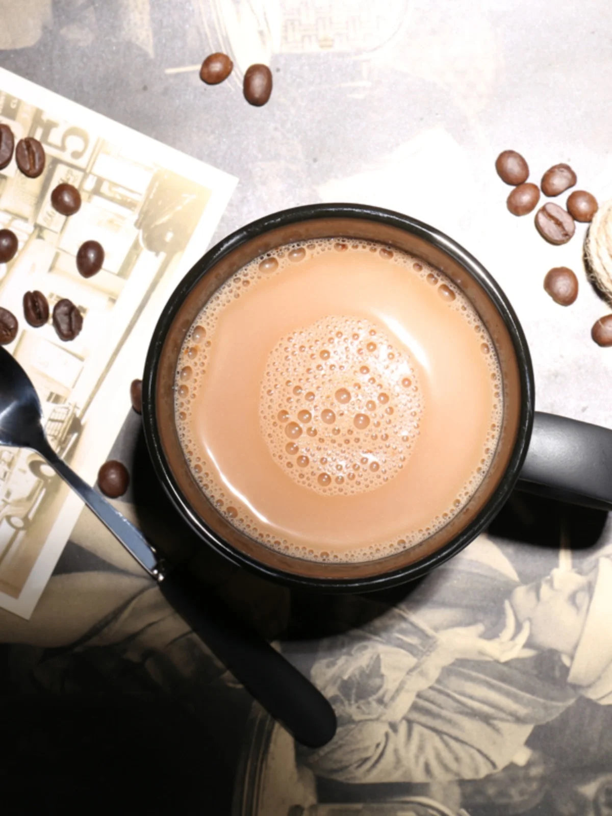 400/420/450/520ml European Ceramic Black Matte Large Capacity Mug High End Creative Simple Matte Coffee Cup with Spoon Water Cup