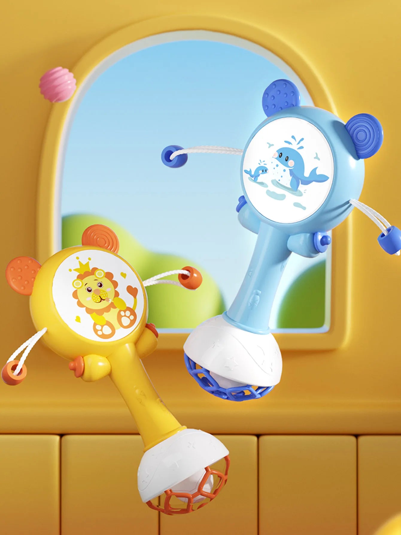 Baby Music Flashing Rattle Toys Rabbit Teether Hand Bells Mobile Infant Stop Weep Tear Rattles Newborn Early Educational Toy 18M