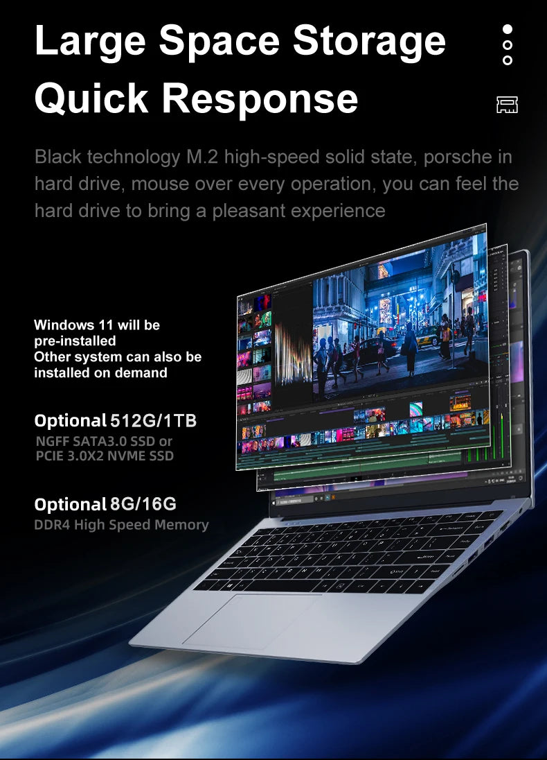 JINGSHA Laptop 15.6 Inch CPU Intel N95 8GB 16GB DDR4 RAM SSD 512GB 1TB BT5 WiFi5 IPS Lightweight Business Computer Notebook