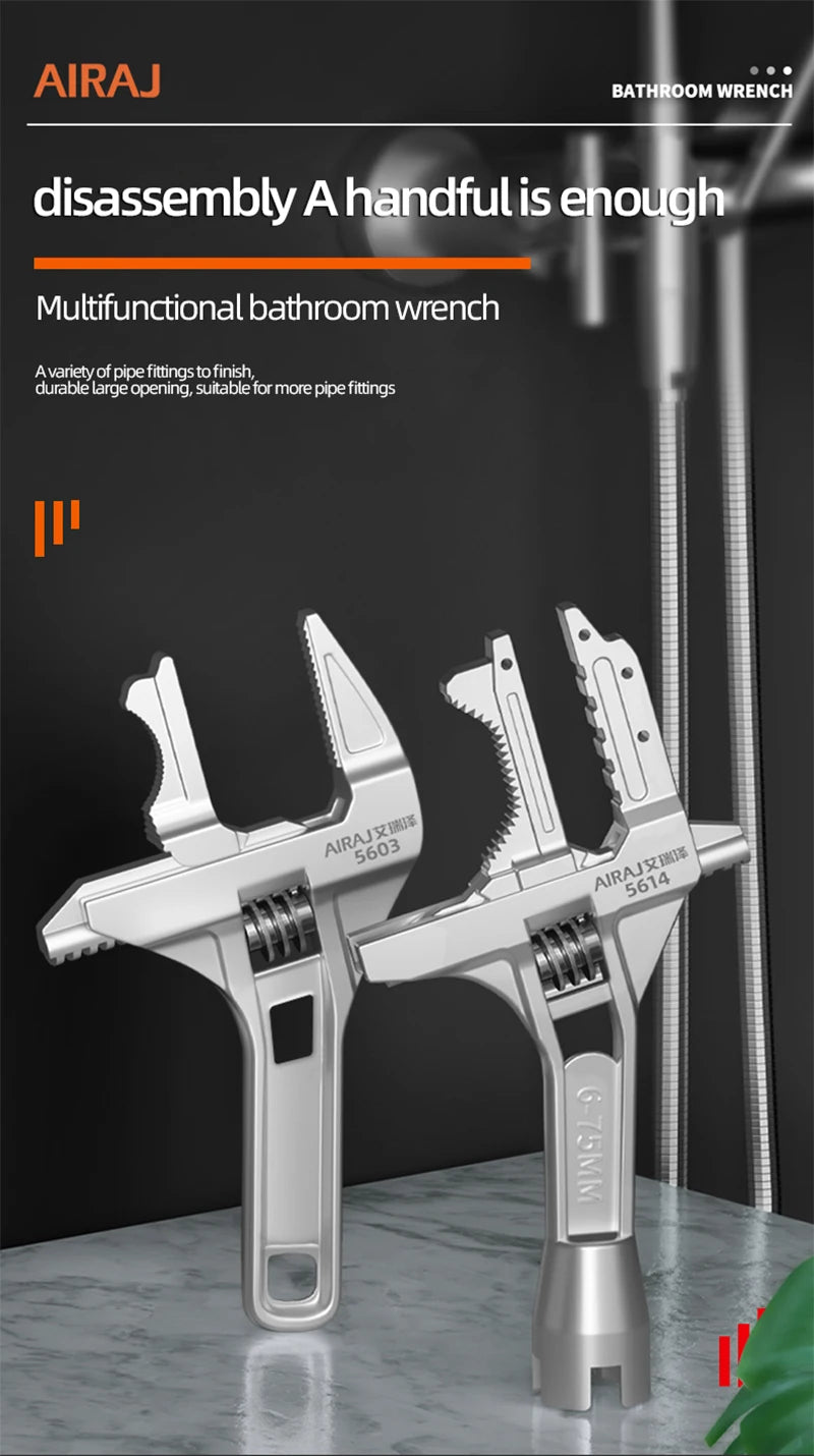 AIRAJ 5602 Bathroom Adjustable Wrench, Small Space Multifunctional Wrench, Bathroom PipeNut Removal Tool