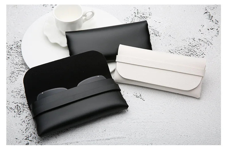 Black and White Soft and Stylish Leather Glasses Cases - Glasses Protection Bags, Travel Accessories for Men and Women - Stylish