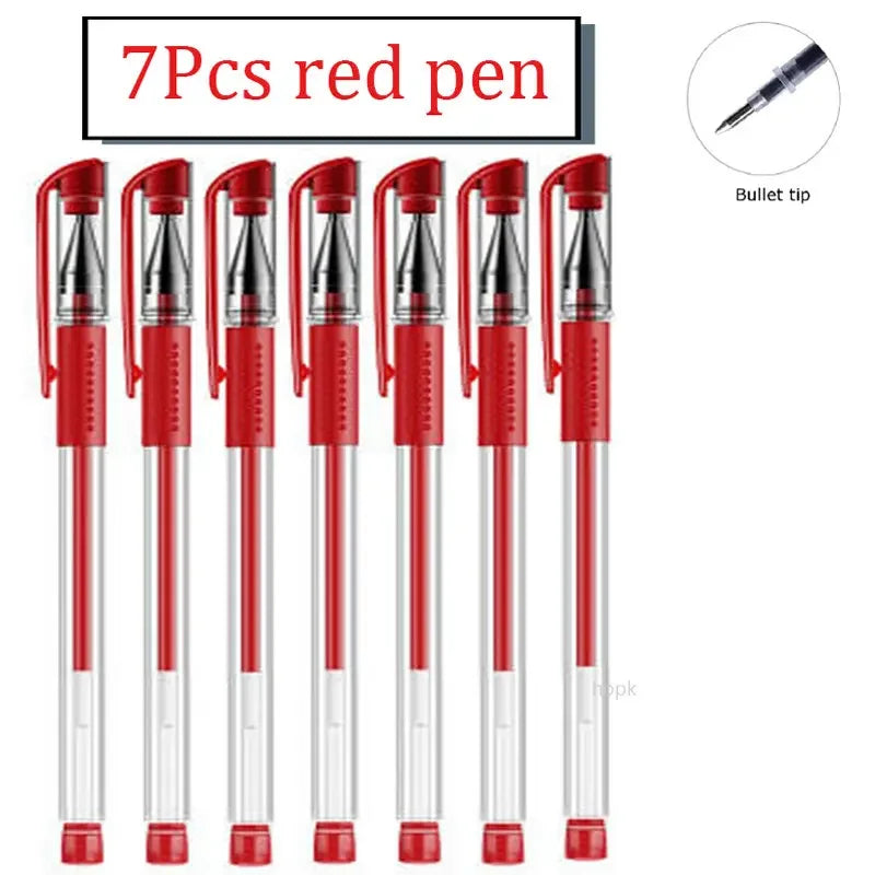 7/35 PCS Gel Pen Set School Supplies Black Blue Red Ink Color Ballpoint Pen Kawaii Pen Writing Tool School Office Stationery
