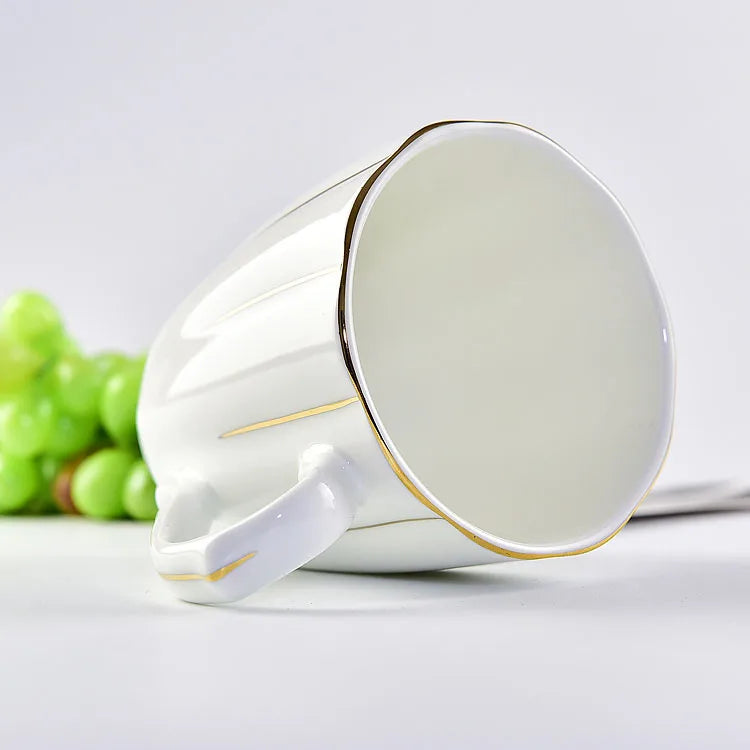 300ml Bone Ceramic Phnom Penh Silver Border Mug China Relief Moonlight Cup Office Gift Coffee Milk Tea Cup With Handle