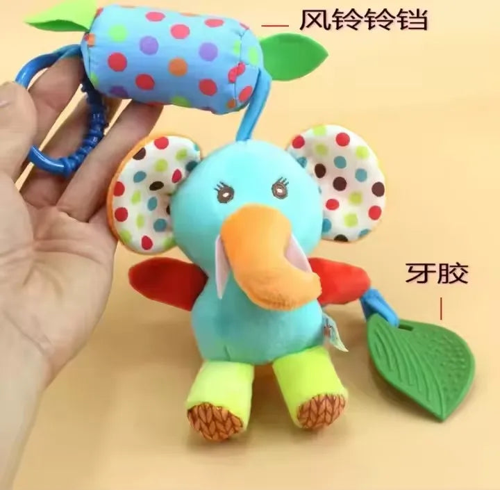 Baby Stroller Hanging Toys 0 12 Months Bell Teether Animal Wind Chime Bed Hanging Baby Rattles Plush Stroller Toys For Newborn