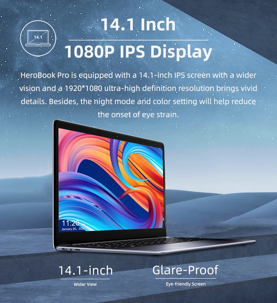 CHUWI Herobook Pro / Herobook Plus Laptop Windows 11 Laptop 14.1inch / 15.6inch FHD Intel N4020 LPDDR4 8GB 256GB SSD Computer PC