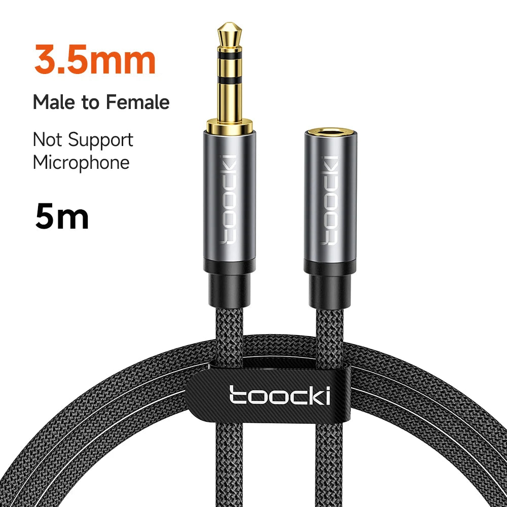 Toocki Aux Cable 3.5mm Male to Female Jack Audio Male Extension Speaker Wire with Microphone for Headphone Xiaomi Extender Cord