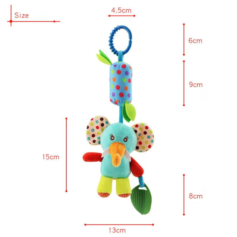 Baby Stroller Hanging Toys 0 12 Months Bell Teether Animal Wind Chime Bed Hanging Baby Rattles Plush Stroller Toys For Newborn