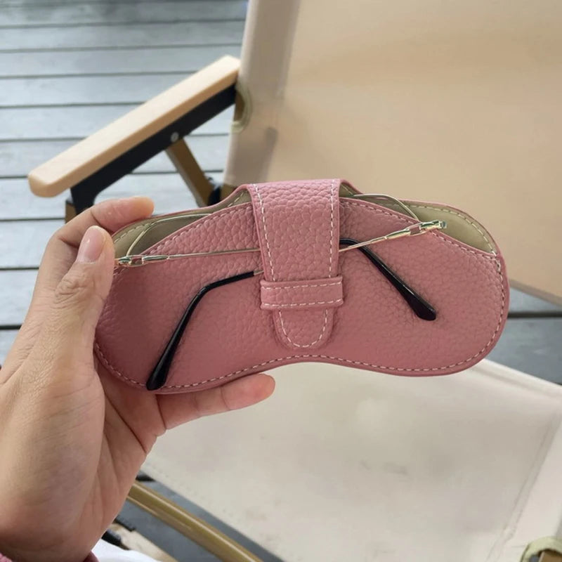 PU Leather Portable Glasses Bag Sunglasses Storage Bags Men and Women Car Glasses Protective Cover Anti-crushing Glasses Clip