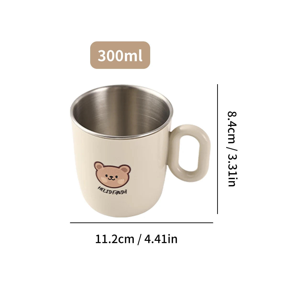 WORTHBUY New 304 Stainless Steel Water Cup Mug With Handle Cute Double Wall Milk Coffee Cup Anti Scalding Drinking Cup For Kids
