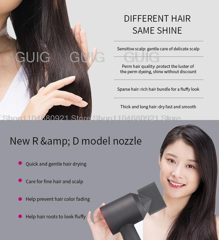 Leafless Hair Dryer New Professional With Flyaway Attachment Negative Ionic Premium Hair Dryers Multifunction Salon Style Tool