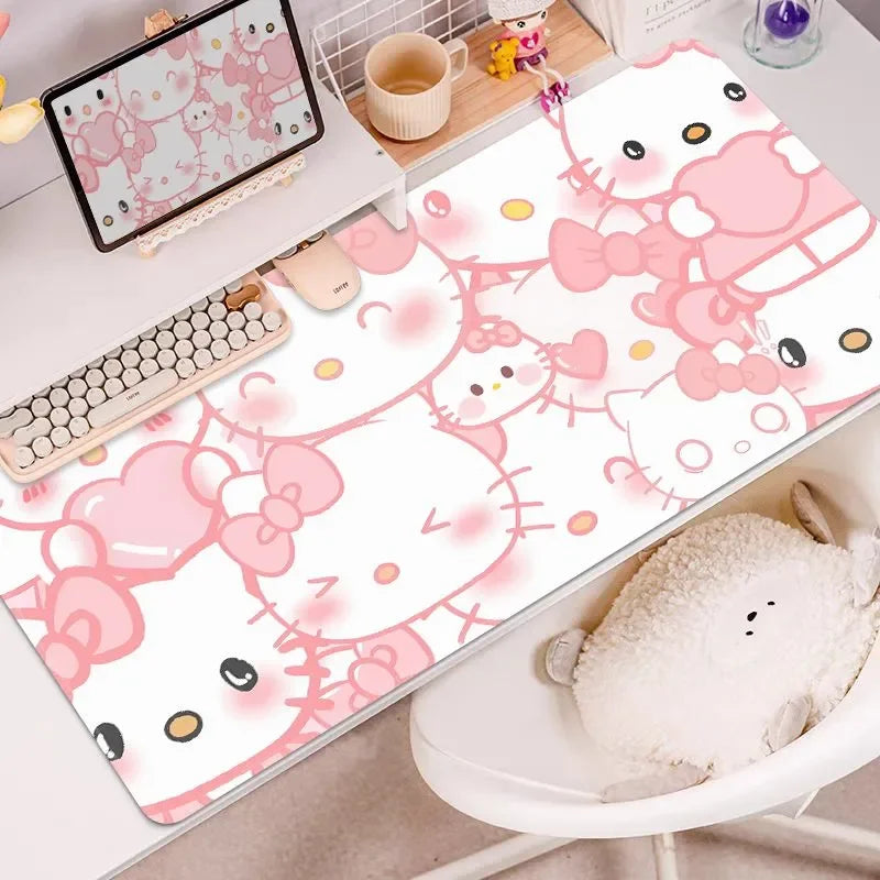Sanrio Hello Kitty Kawaii Pink Mouse Pad XXL Large Computer Desk Pad Cartoon Cute Keyboard Pad Kitty High Beauty Washable Pad
