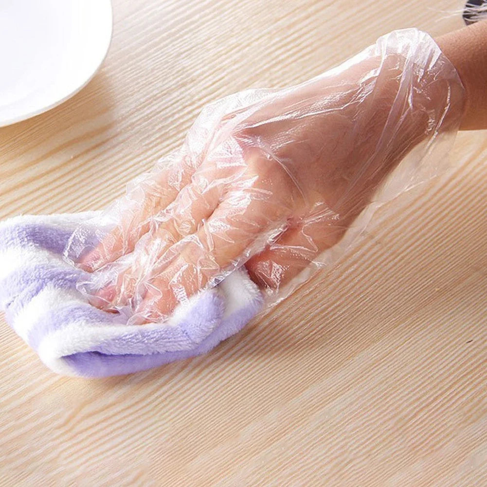 100pcs Disposable Gloves Plastic Gloves Transparent Eco-friendly Cleaning Gloves For DIY Cooking Kitchen Accessories