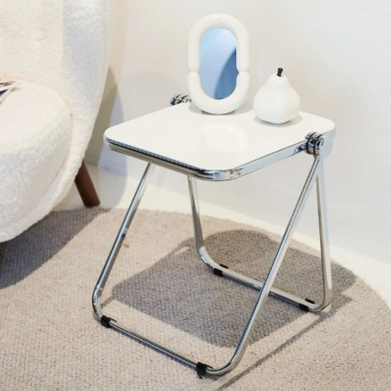 Foldable transparent thick small coffee table, simple computer desk, sofa edge table, light luxury coffee table, small desk
