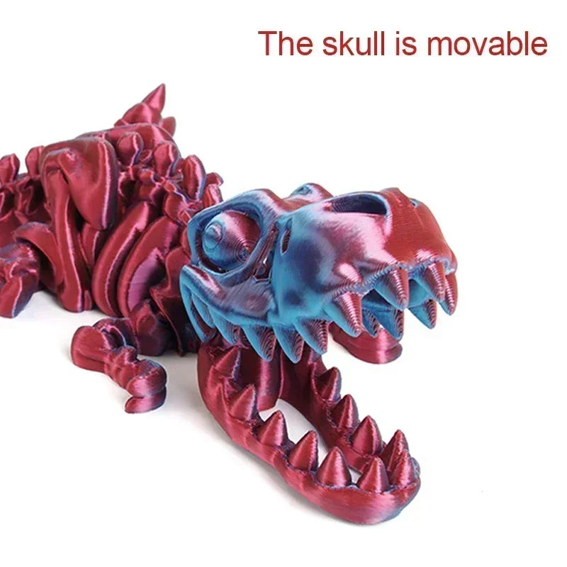 3D Printed Dragon Set Crafts Model Decoration Fidget Toy Rotatable Tyrannosaurus Rex Skeleton Dinosaur Gift for Birthdays
