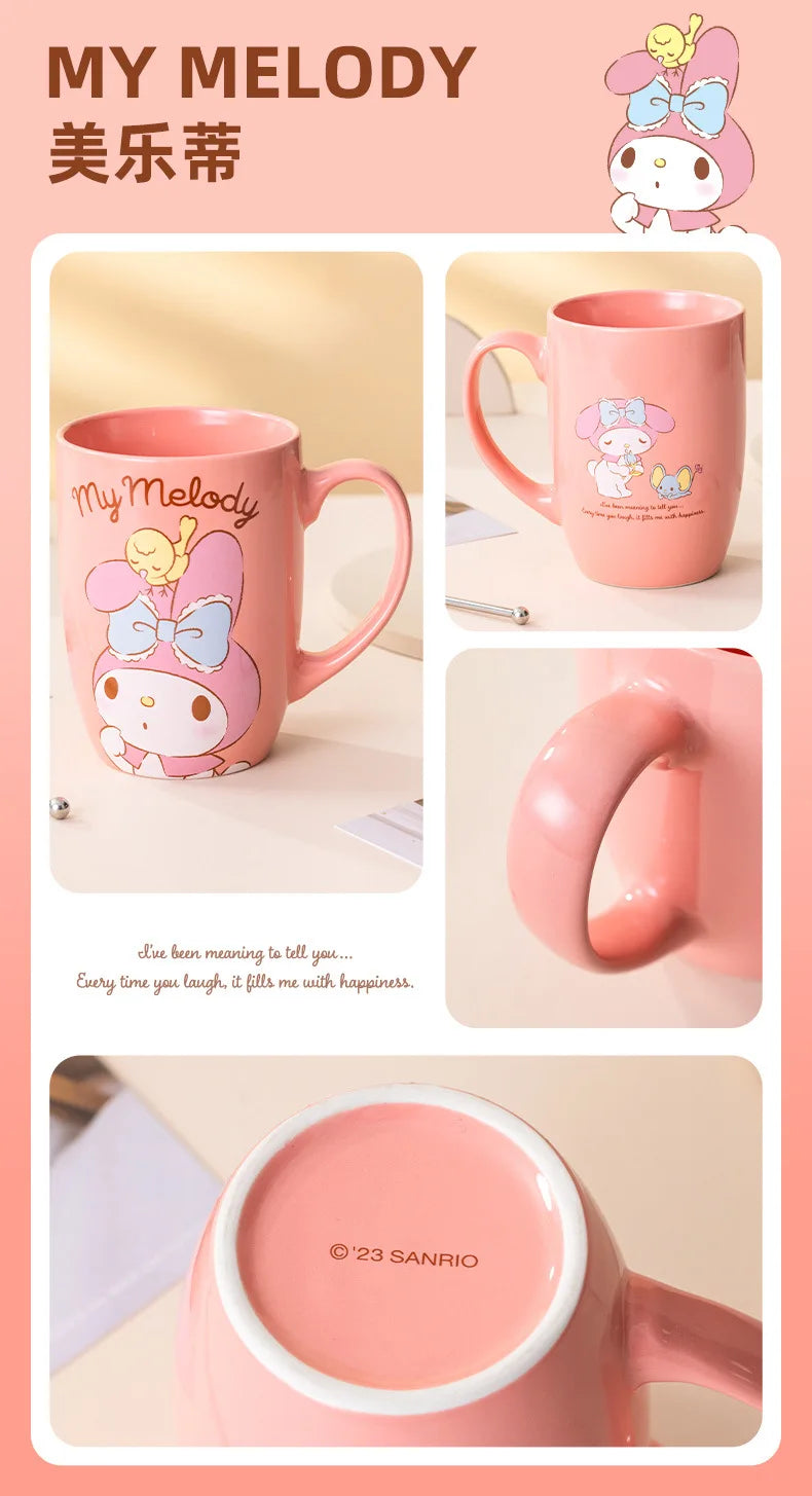 Miniso Sanrio Ceramic Mug Large Capacity 600ml Kuromi Cinnamoroll My Melody Coffee Milk Cup Couple Cup Drinkware Gifts