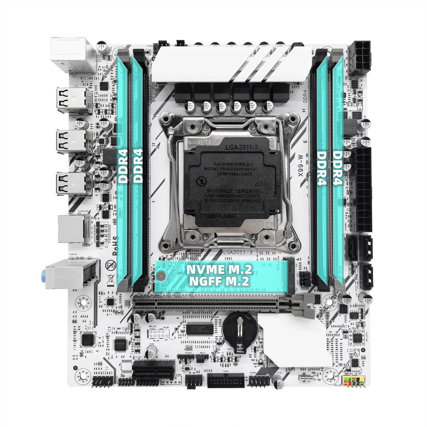 ZSUS X99-W Motherboard Set Kit With LGA2011-3 Xeon E5 2680V4 CPU DDR4 16GB (1*16GB) 2133MHZ RAM Memory NVME M.2 SATA