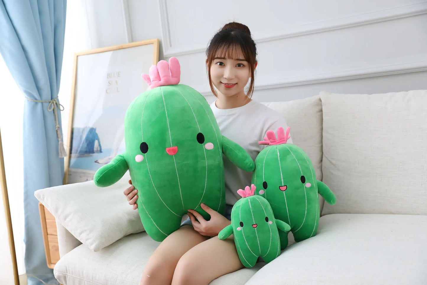 25/40/65cm Kawaii Simulation Cactus Plush Toy Cute Stuffed Plants Plushies Dolls Cartoon Soft Throw Pillow Kids Toys Home Decor