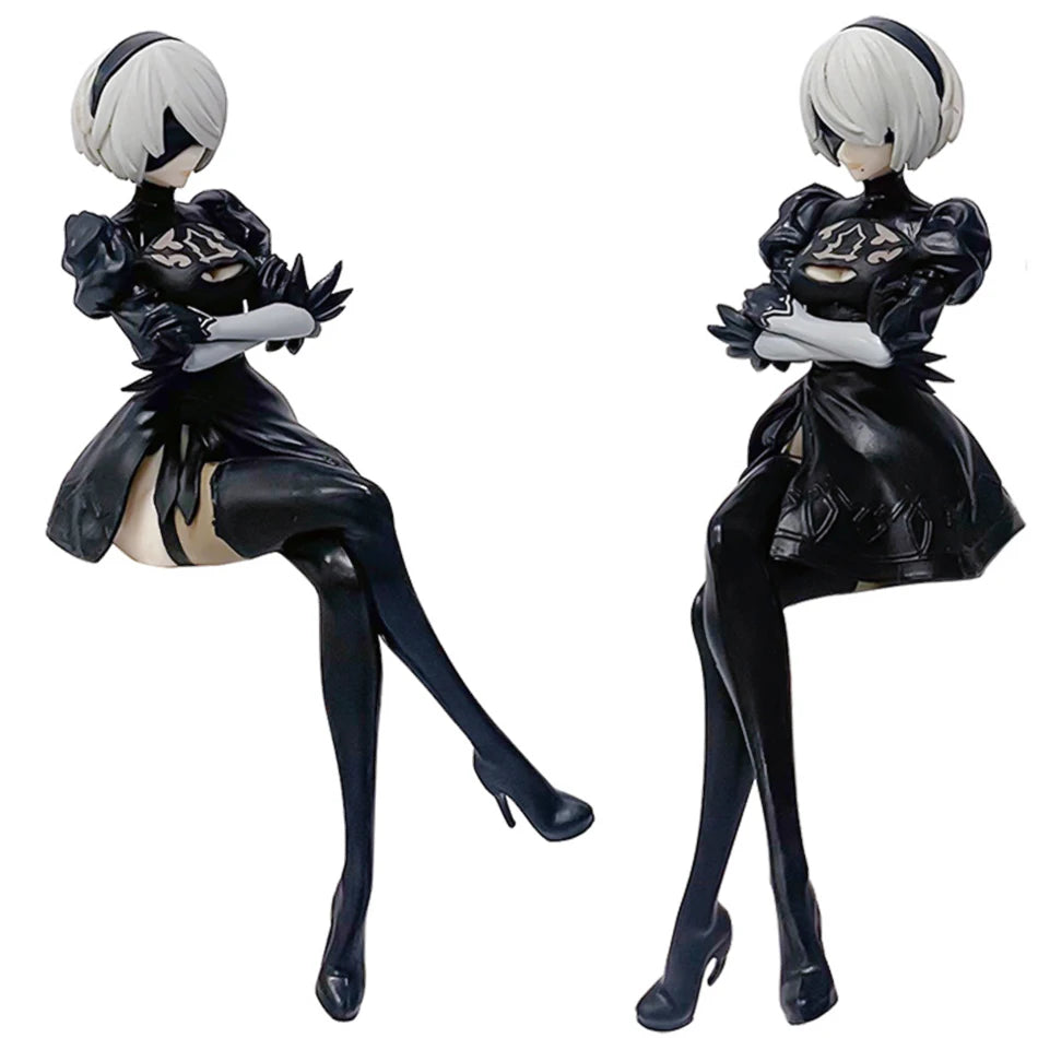 Anime NieR:Automata YoRHa A No.2 Type B Action Figure Noodle Stopper 2B 9S Sitting PosturePVC Model Collection Ornament Toy