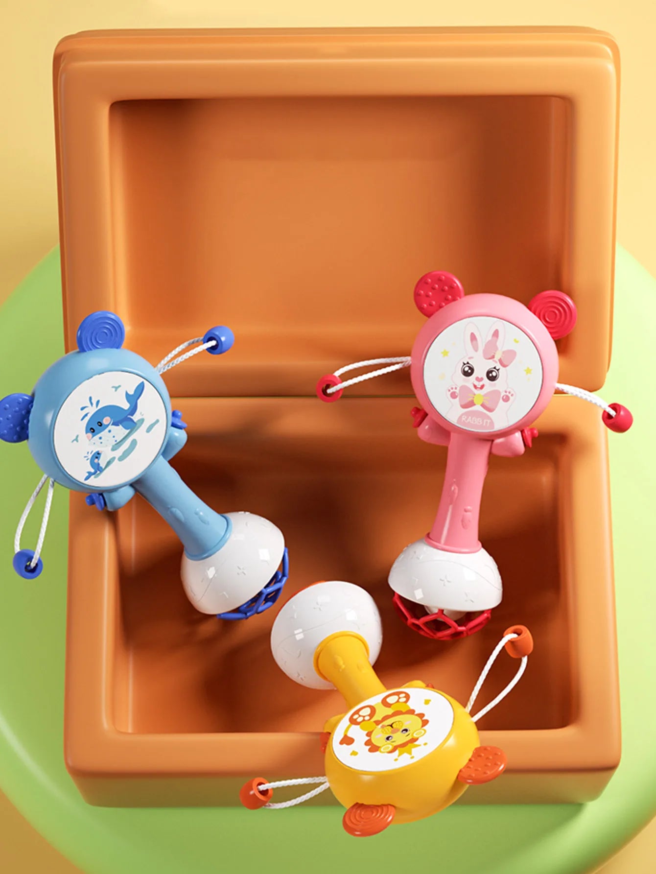 Baby Music Flashing Rattle Toys Rabbit Teether Hand Bells Mobile Infant Stop Weep Tear Rattles Newborn Early Educational Toy 18M