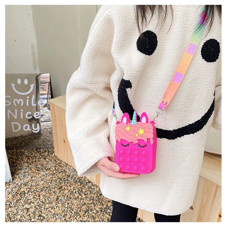 37 styles Fidget Toys Silicone Push Bubble Crossbody Bag Sensory Reliver Autism Adults Kids Handbag Squeeze Toys for Kids gifts