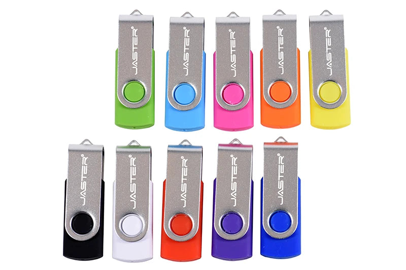 JASTER Rotatable Colorful USB 2.0 Flash Drive 128GB Creative Gift Memory Stick 64GB Silver Clip Pen Drive 32GB U Disk 16GB 8GB