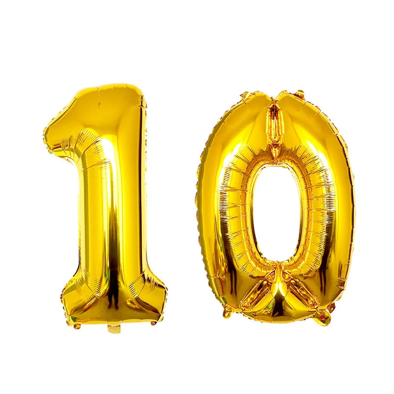 2Pcs 32 Inch Gold Silver Black Blue Red Helium Foil Number Balloon 10 11 12 13 14 15 Happy Birthday Party Decoration Supplies