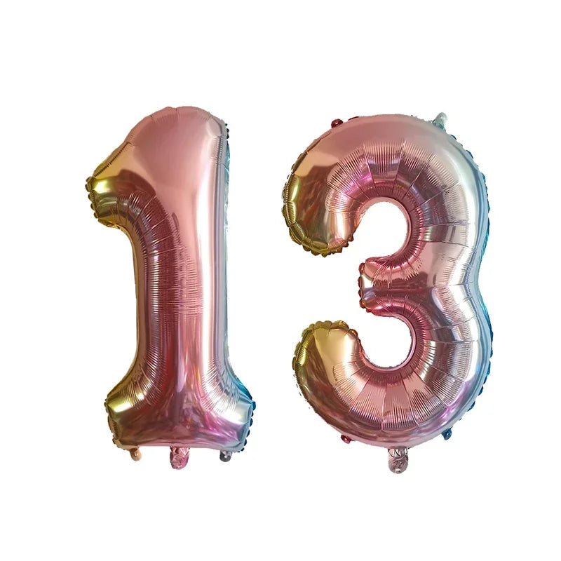2Pcs 32 Inch Gold Silver Black Blue Red Helium Foil Number Balloon 10 11 12 13 14 15 Happy Birthday Party Decoration Supplies