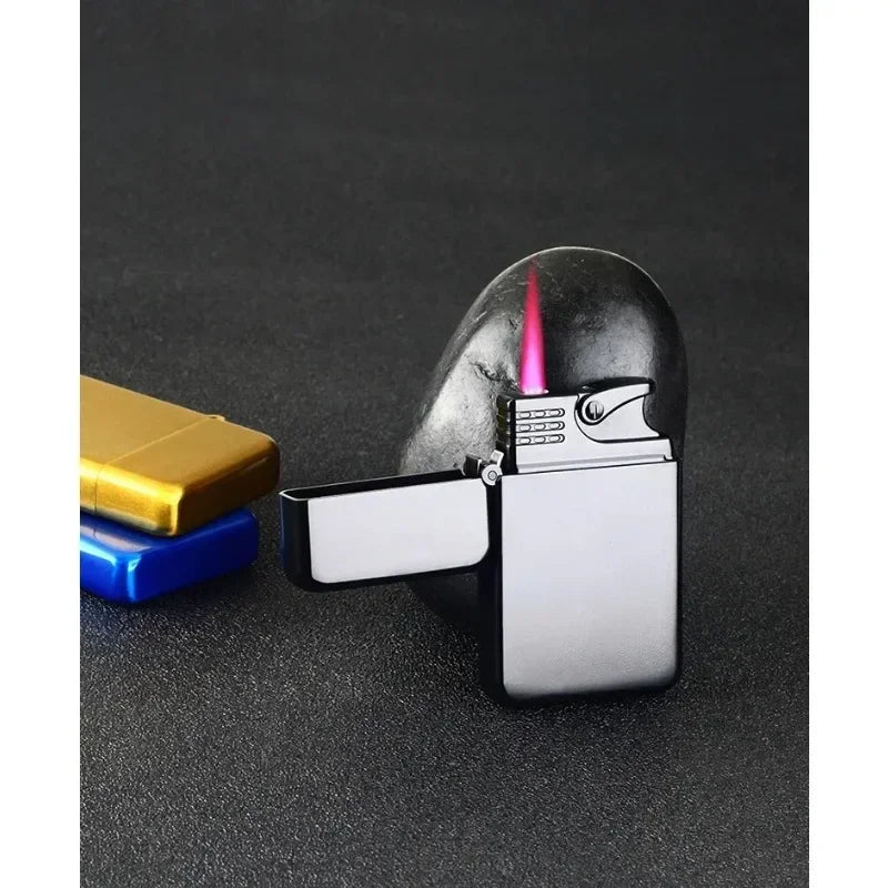 Windproof Metal Lighter Waterproof Portable Cigarette Lighter Red Fire Flame Direct Cigar Gas Lighter Smoke Accesoires for Men