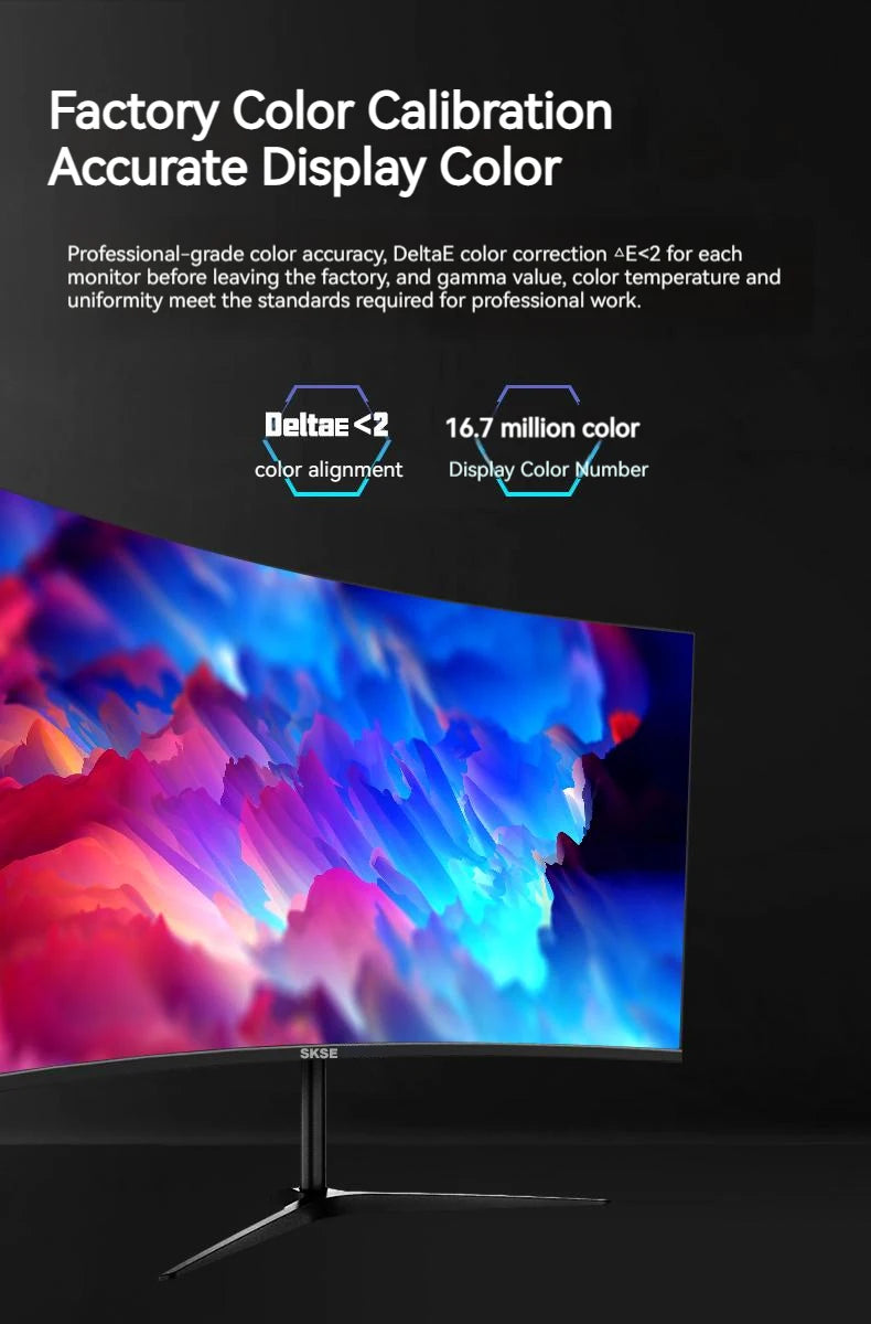 SKSE 27 Inch 2K Monitor 165HZ Display LED 1800R Curved Screen Computer Gaming Monitor PC HD DP/HDMI Interface 2560*1440