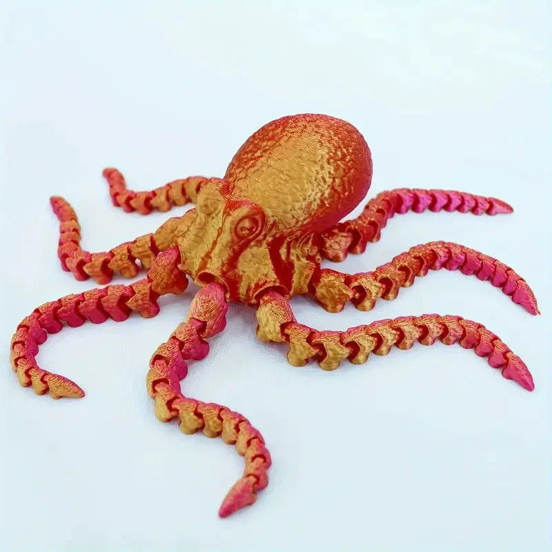1PC 3D Printed Octopus Figurine Vibrant Jointed Body Decorative Toy for Bookshelf Living Room Office Cabinet Tabletop