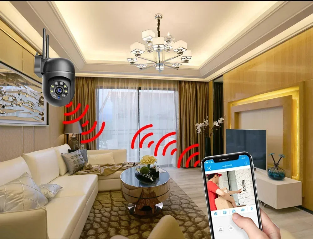 2K 4MP Auto Tracking PTZ Security Camera, 2.4G WiFi Outdoor IP Camera with Two-Way Audio, Night Vision, Smart Motion Detection,
