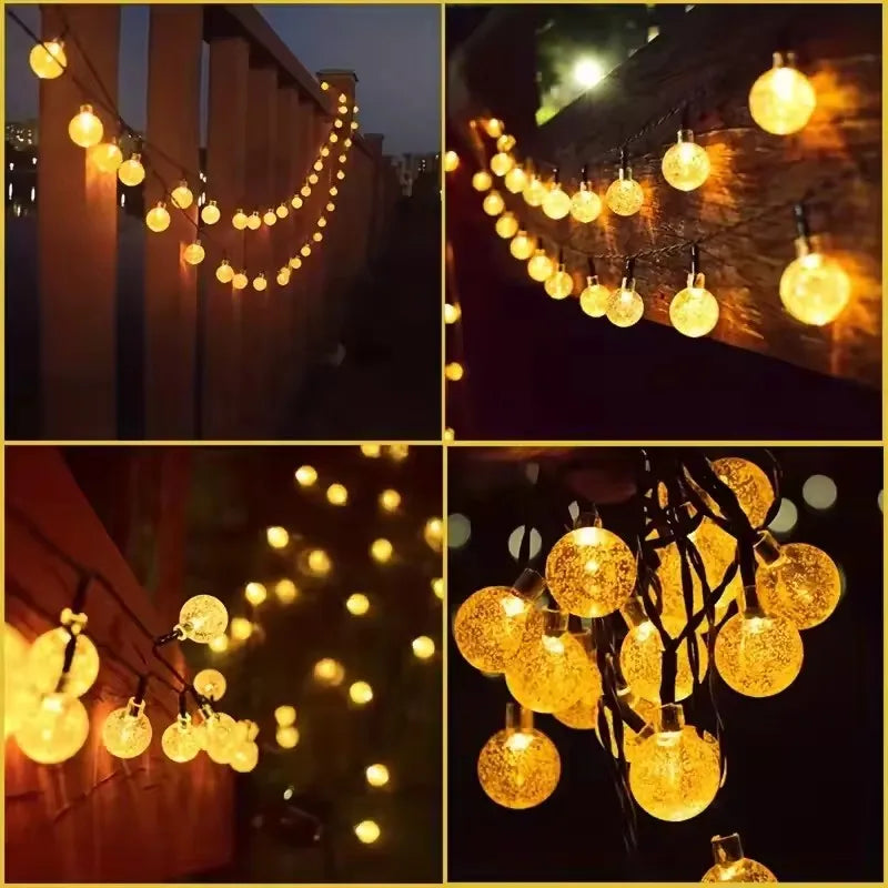 Solar Bubble Ball Light String Lights Outdoor Crystal Globe LED Fairy Lights Garden Party Easter Christmas Wedding Decorations