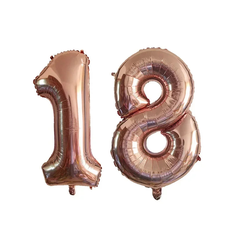 2Pcs 32 Inch Gold Silver Black Blue Red Helium Foil Number Balloon 10 11 12 13 14 15 Happy Birthday Party Decoration Supplies