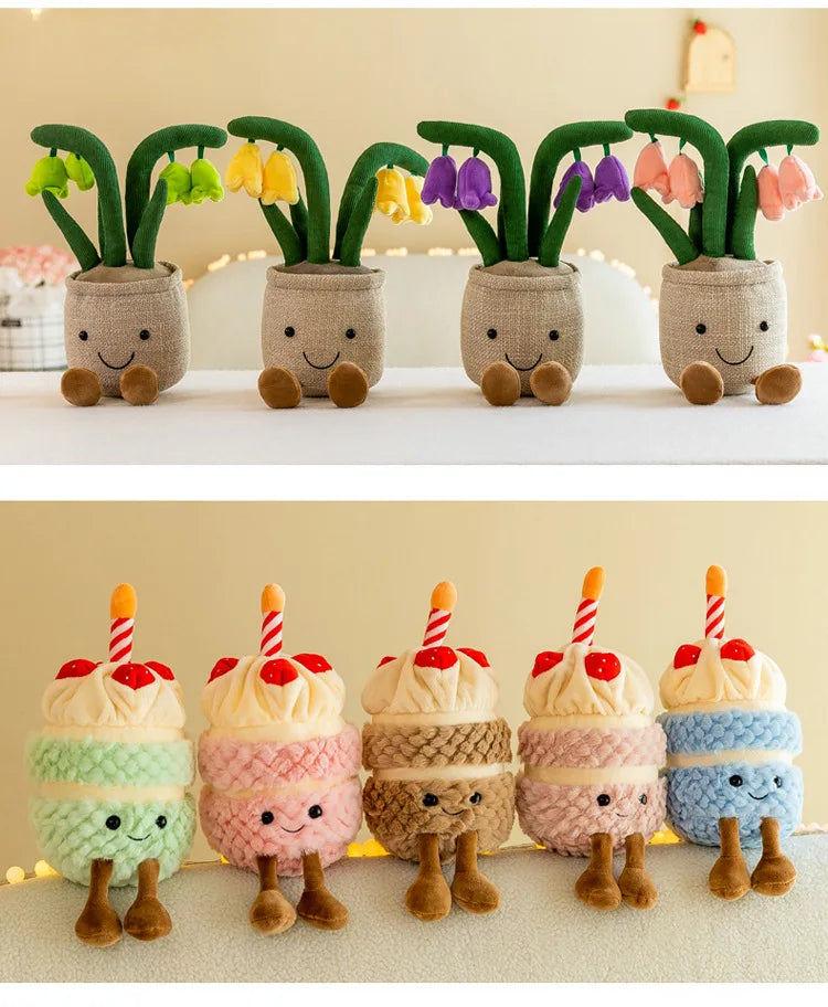 Lifelike Tulip Succulent Plants Plush Stuffed Decoration Toy Soft Decor Doll Potted Flowers Pillow for Girls Gift