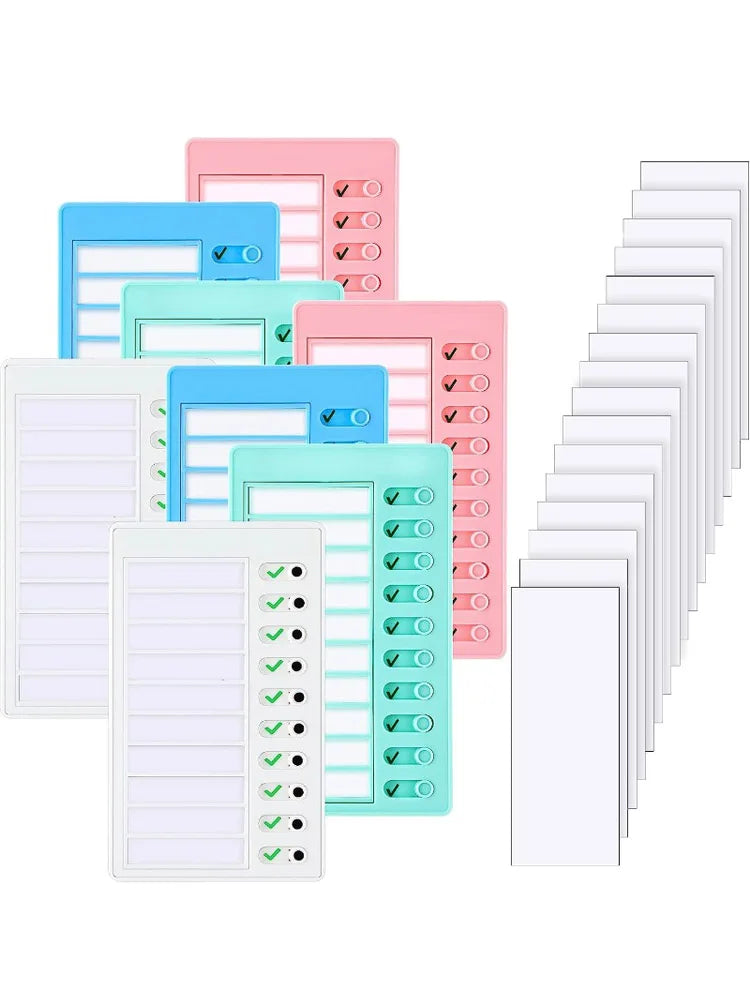 1 pcs Kids Chore Chart with 5 pcs Blank Card,Plastic Checklist Board with Detachable Cardstock to Do List for Routine Planning
