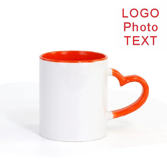 DIY Customized 350ML 12oz Ceramic Mug Heart Handle Type Personalized Print Picture Photo LOGO Text