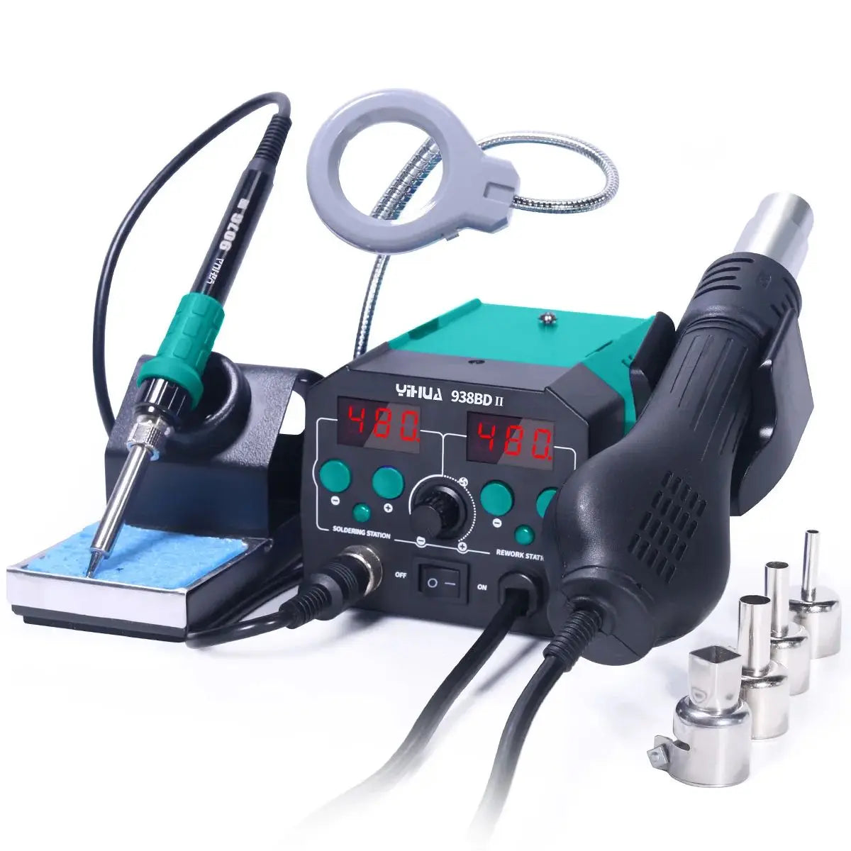 YIHUA 938BD-II 740W Hot Air Gun BGA Rework Station SMD Soldering Iron Desoldering Station LED Lamp Digtal Display Welding Tool