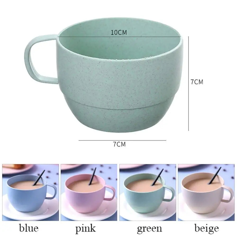 1 pcs Wide Mouth Reusable Kitchen Supplies with Handle Eco-friendly Drinking Cup Wheat Straw Cup Drinkware Coffee Mug