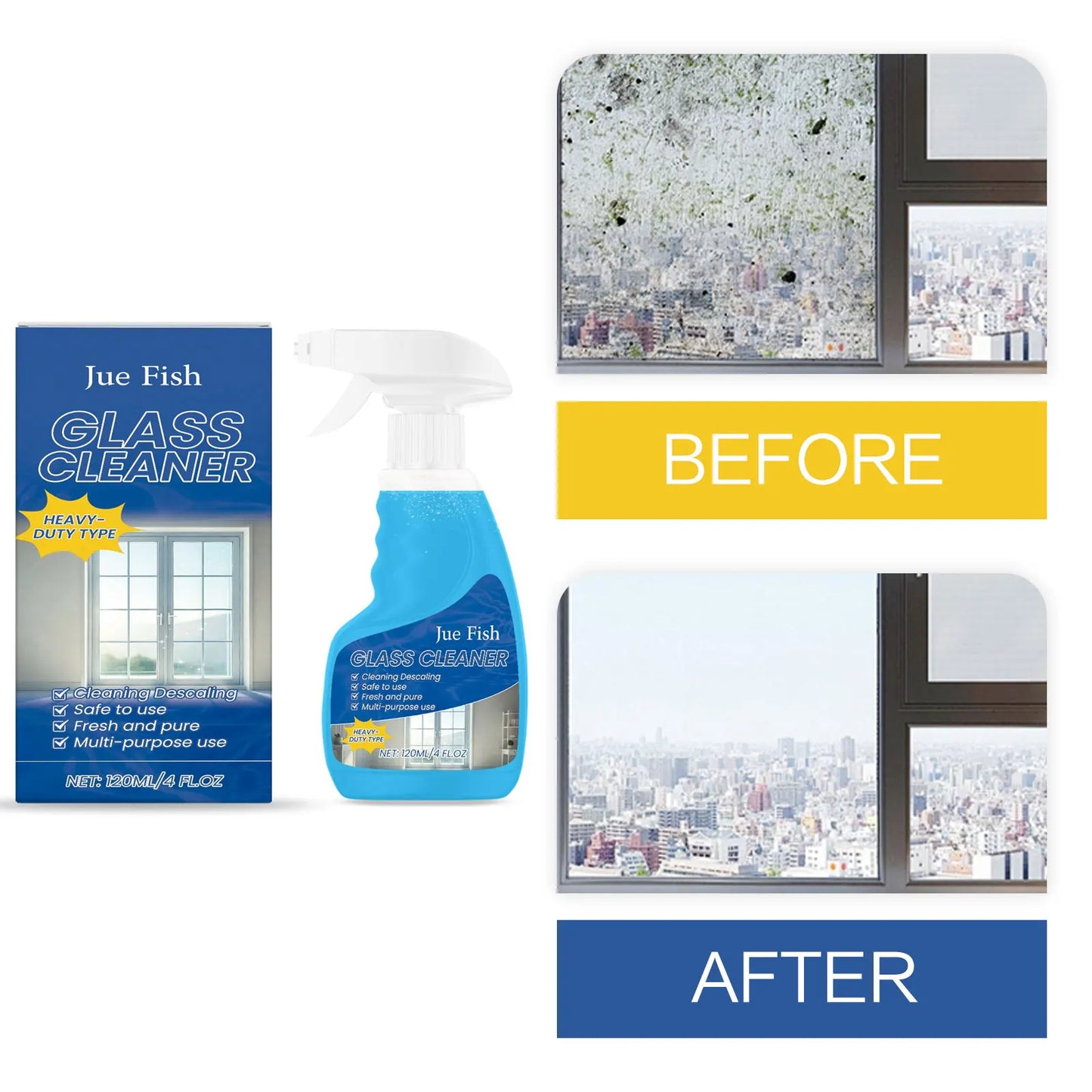 Bathroom Glass Limescale Cleaner - Window Descaling Spray Shower Brightening Water Oil Stain Remover for Bathtubs Dirt Cleaning