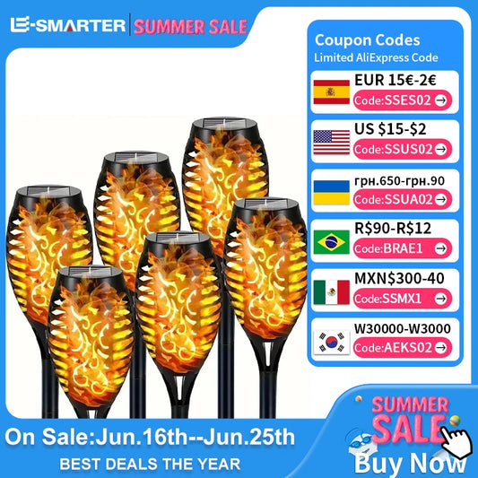 12LED Solar Flame Torch Light Flickering Light Waterproof Garden Decoration Outdoor Lawn Path Yard Patio Floor Lamp