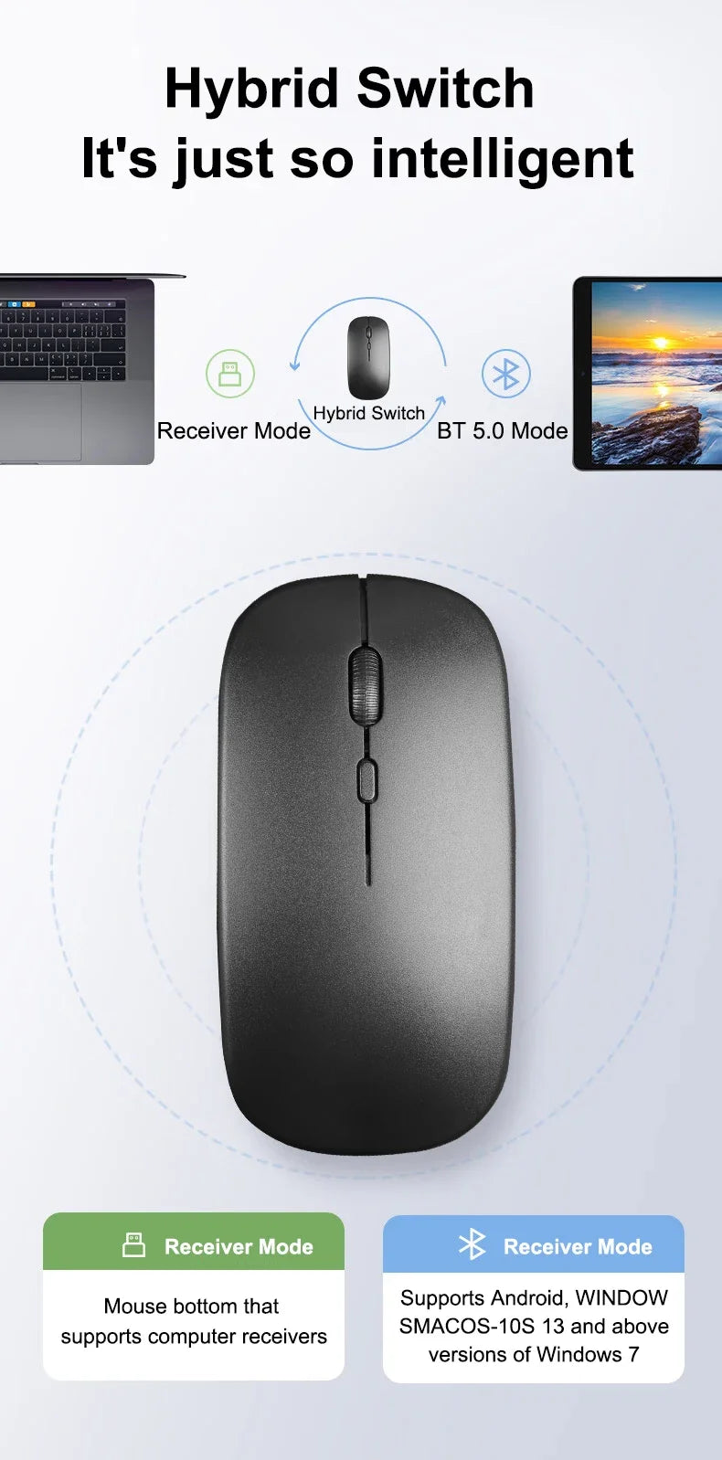 Rechargeable Bluetooth-compatible Keyboard Ultra-Slim Wireless Mouse Keyboard Set for Android Windows Tablet iPhone iPad