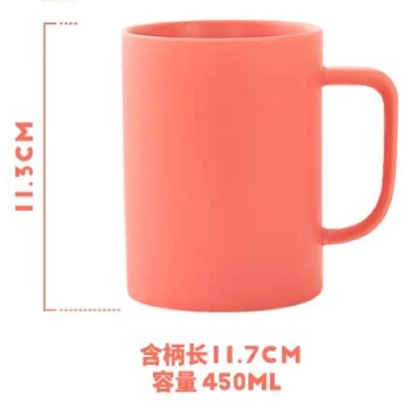 400/420/450/520ml European Ceramic Black Matte Large Capacity Mug High End Creative Simple Matte Coffee Cup with Spoon Water Cup
