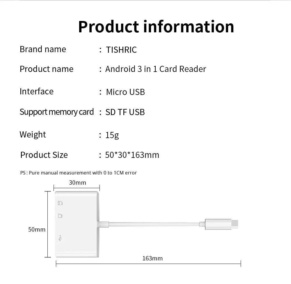 TISHRIC Micro USB Type C Adapter USB TF SD Card Reader USB-C Memory Card Adapter For Macbook Samsung Huawei XiaoMi Laptop Phone