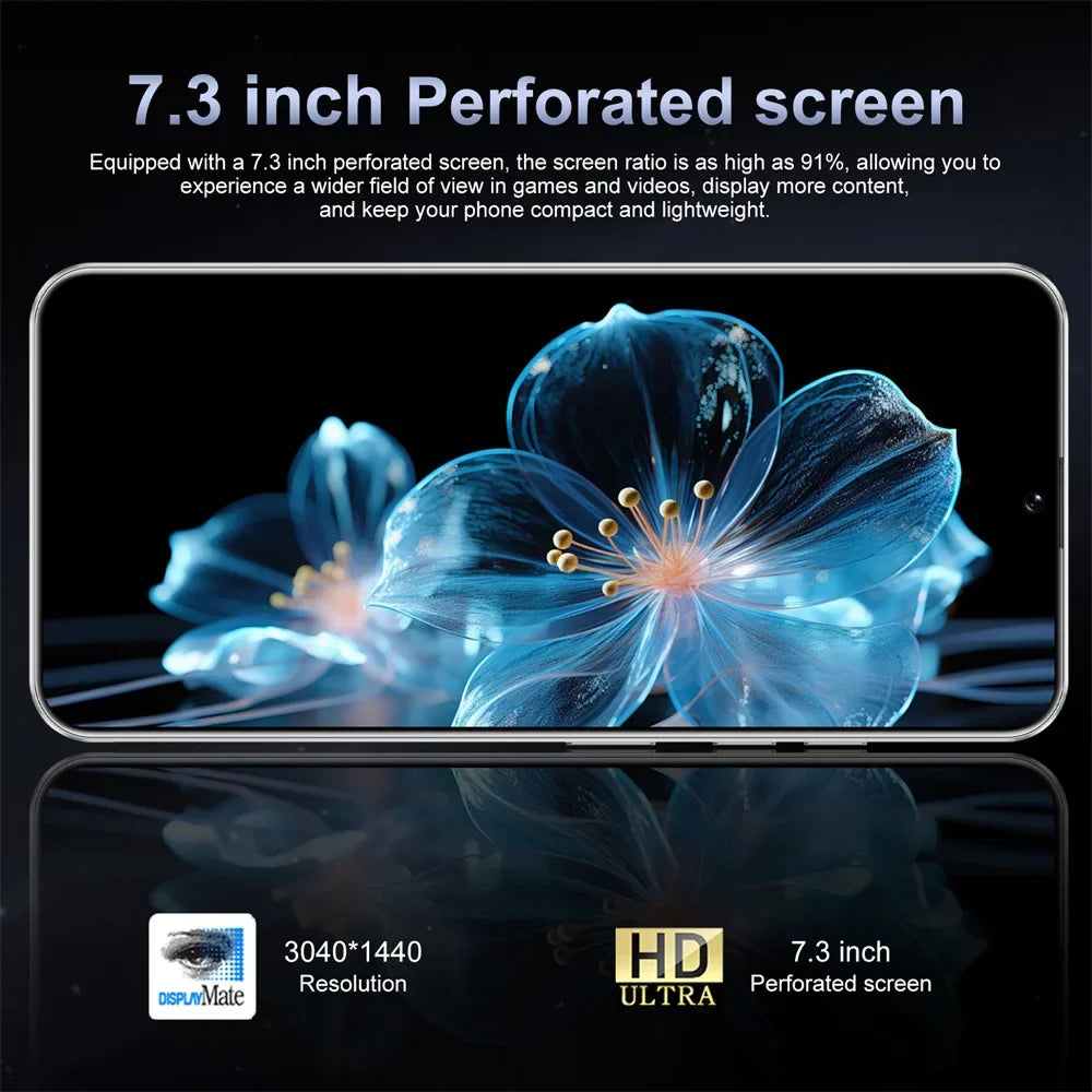 Brand New M15 Ultra Smartphone 7.3inch HD 16GB+1TB Cell Phone 50+108MP Dual SIM 5G Mobile Phones 8000mAh Android15 Unlocked