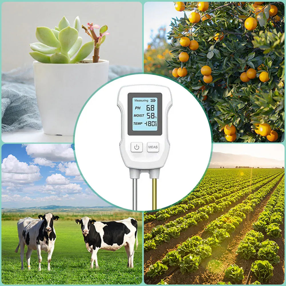 3 in 1 Digital Soil Test Meter Backlight LCD Display Plant Temperature/Soil Moisture/PH Meter for House Plants Garden Lawn Farm