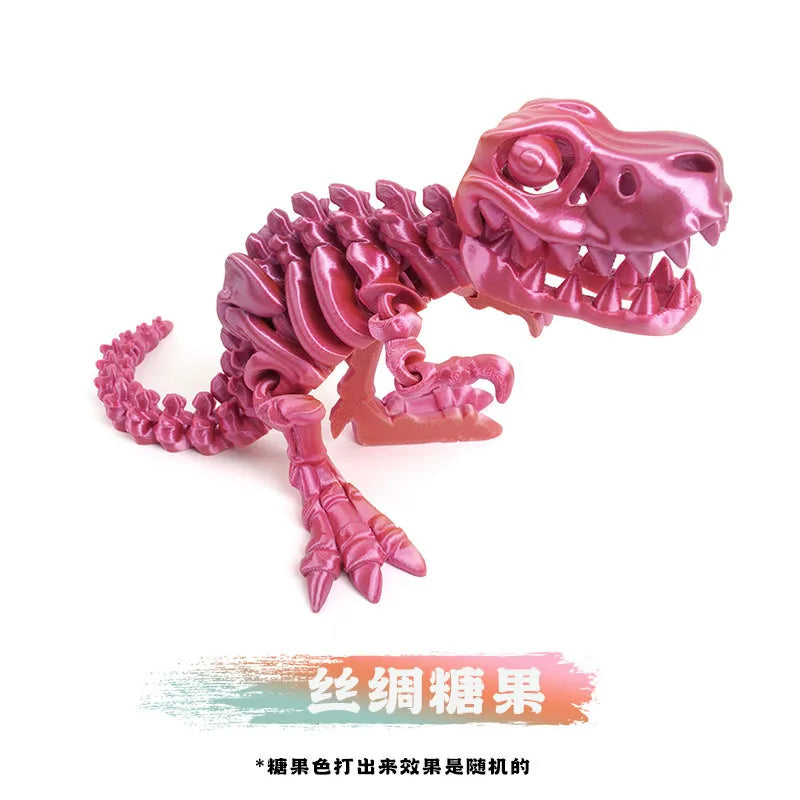 3D Printed Dragon Set Crafts Model Decoration Fidget Toy Rotatable Tyrannosaurus Rex Skeleton Dinosaur Gift for Birthdays
