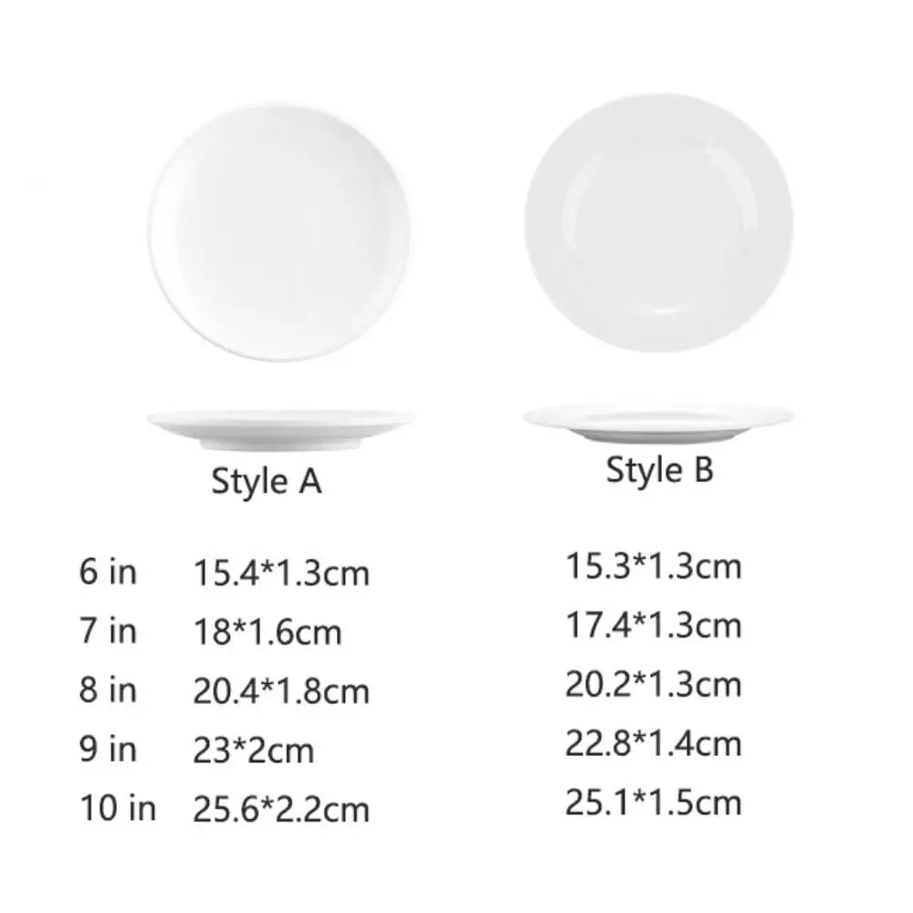 Tableware Round Melamine White Dish Fall-resistant Unbreakable White Disc Imitation Porcelain Durable Dinner Plate Dessert