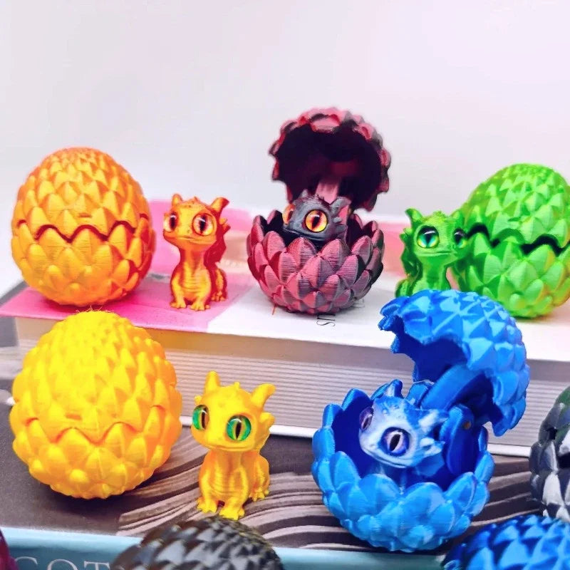 Mini 3D Printed Dragon with Eggs Eyes for Home Decor Little Dragon Egg Kids Toy Gift Figure Accessories Decoration Статуэтки