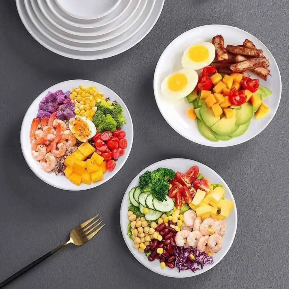 Tableware Round Melamine White Dish Fall-resistant Unbreakable White Disc Imitation Porcelain Durable Dinner Plate Dessert