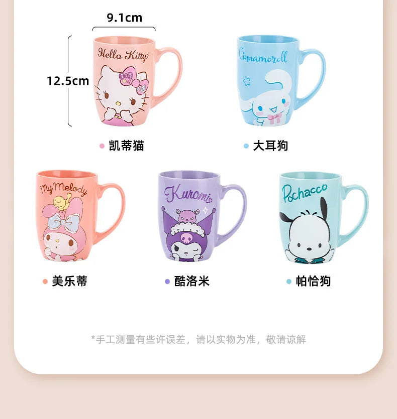Miniso Sanrio Ceramic Mug Large Capacity 600ml Kuromi Cinnamoroll My Melody Coffee Milk Cup Couple Cup Drinkware Gifts